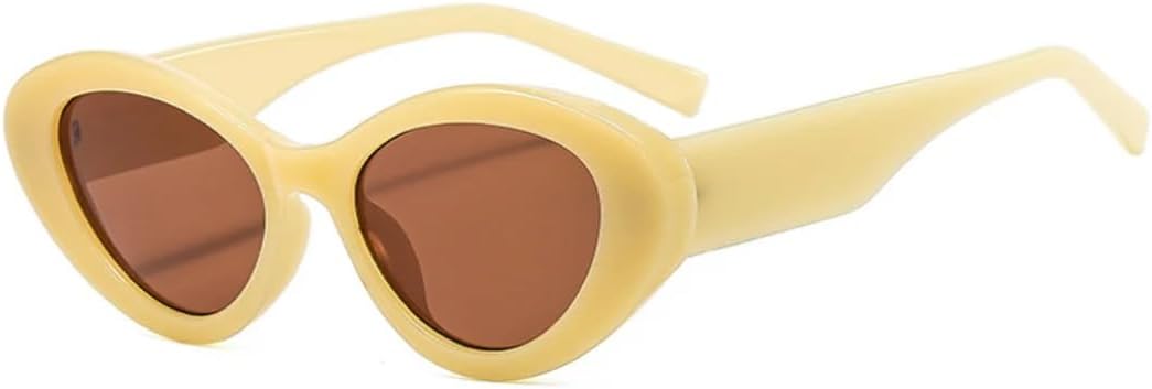 

Популярные модные солнцезащитные очки «кошачий глаз» для женщин, ретро-стиль, контрастные цветовые оттенки, защита от УФ-излучения UV400, для мужчин, овальная форма UATXTAU, Jelly Yellow Tea