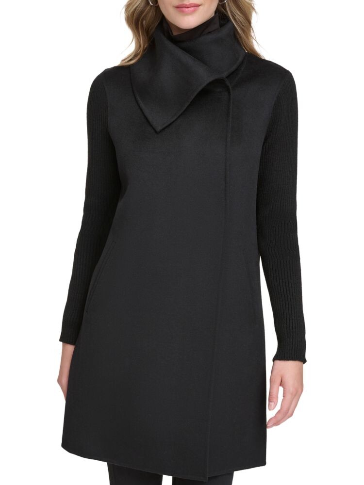 

Шерстяная куртка оверсайз с воротником Kenneth Cole, черный
