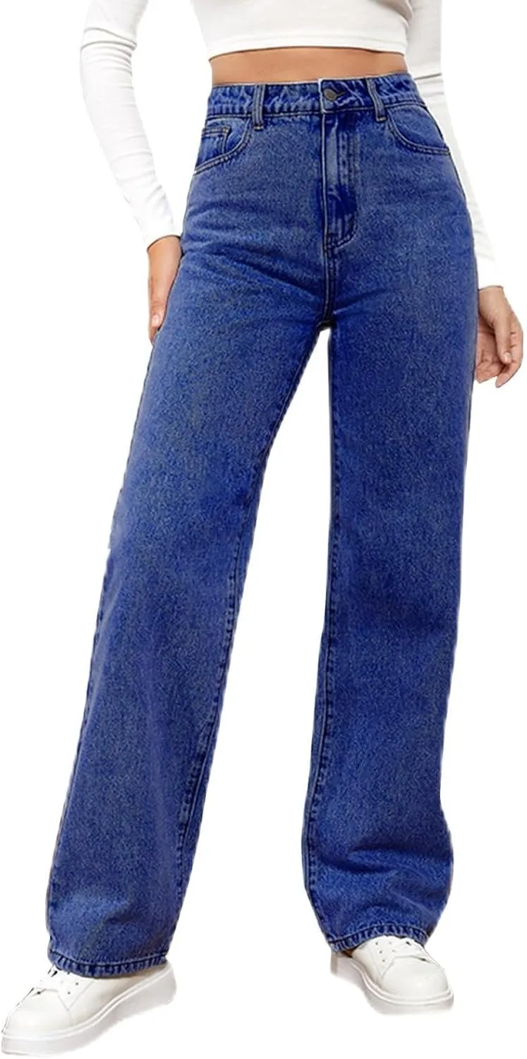 

Женские джинсы baggy high waist 2024 casual straight wide leg с карманами