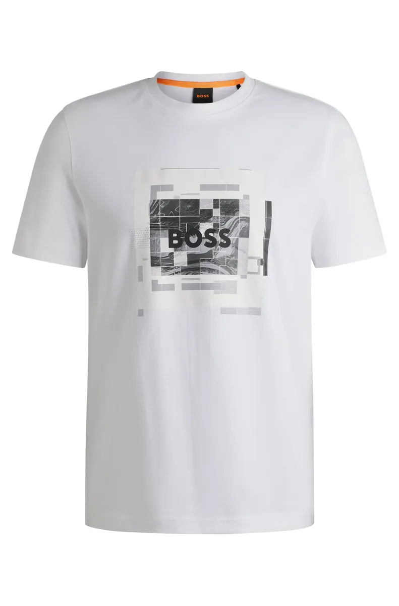 

Футболка BOSS ORANGE "Te_Urban", с принтом спереди, белый