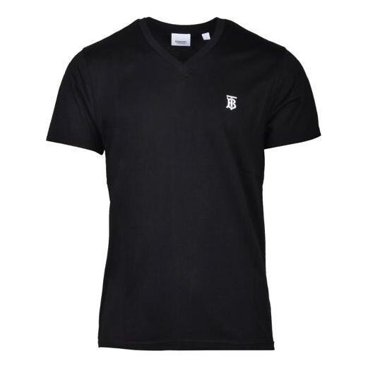 

Футболка Men's Burberry SS20 Cotton Logo Pattern V neck Short Sleeve Black, черный