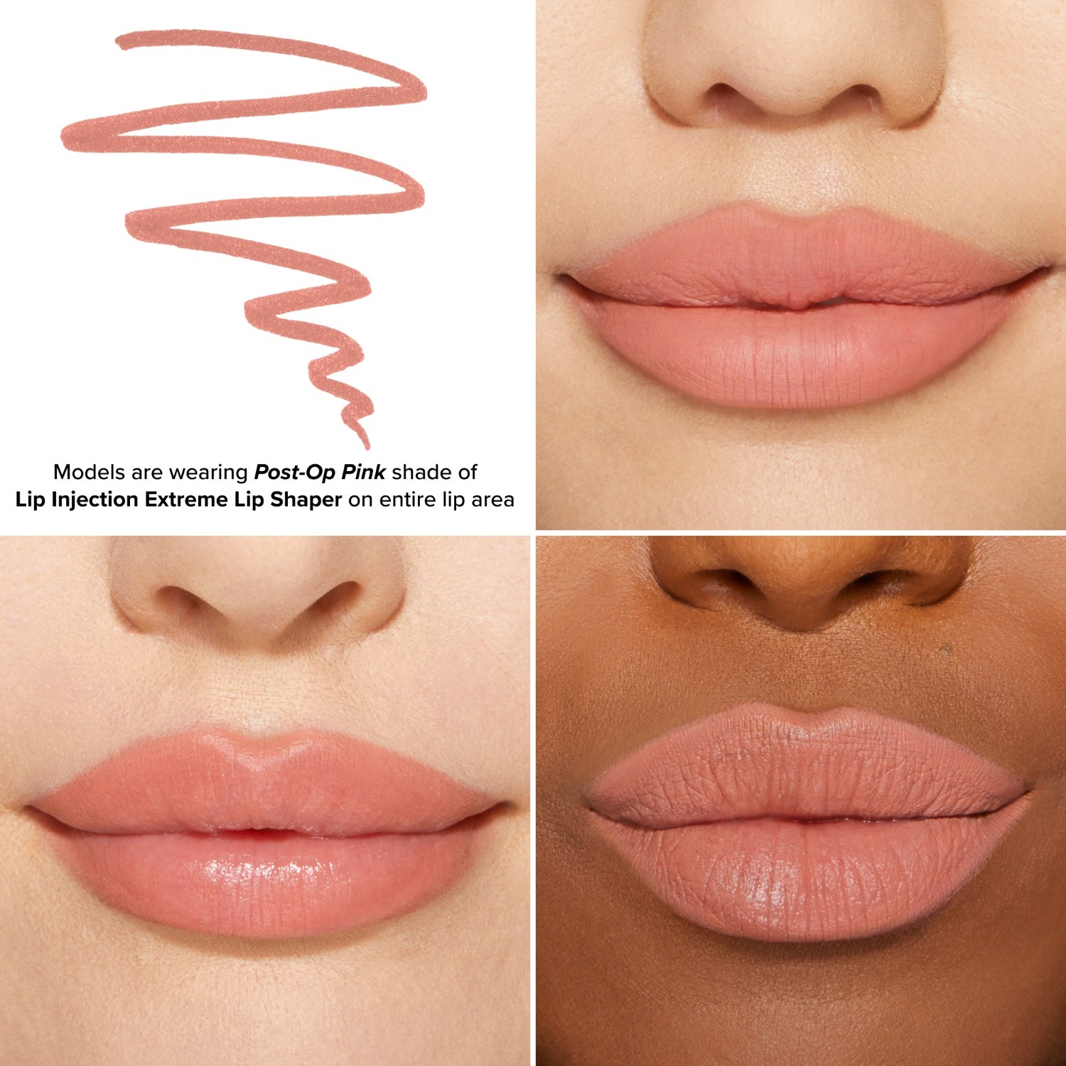 Помада для губ lip injection extreme lip shaper Too Faced, post-op pink, вес 0.28 гр. — фото 2