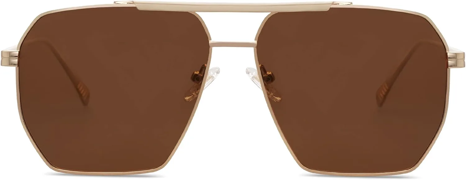 

Солнцезащитные очки SOJOS в стиле ретро, ​​большие квадратные, поляризованные, для женщин и мужчин, винтажные, классические, большие, металлические, Light Gold