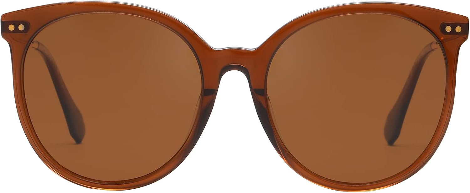 

Женские солнцезащитные очки DUCO Oversized Polarized Sunglasses Trendy Mirrored Shades Retro Round Vintage Light Weight UV400 Sun Glasses W016, 30-brown Frame Brown Lens