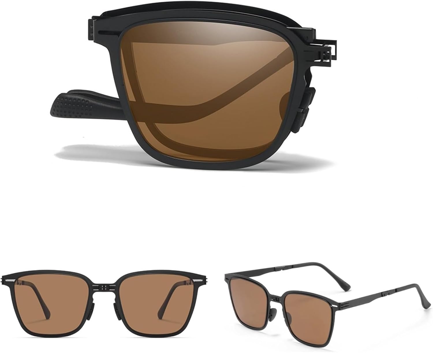 

Складные солнцезащитные очки для женщин и мужчин - тонированные поляризованные, сверхлегкие складные солнцезащитные очки для путешествий и вождения GMKATEYE, Black/ Brown Tinted Lense