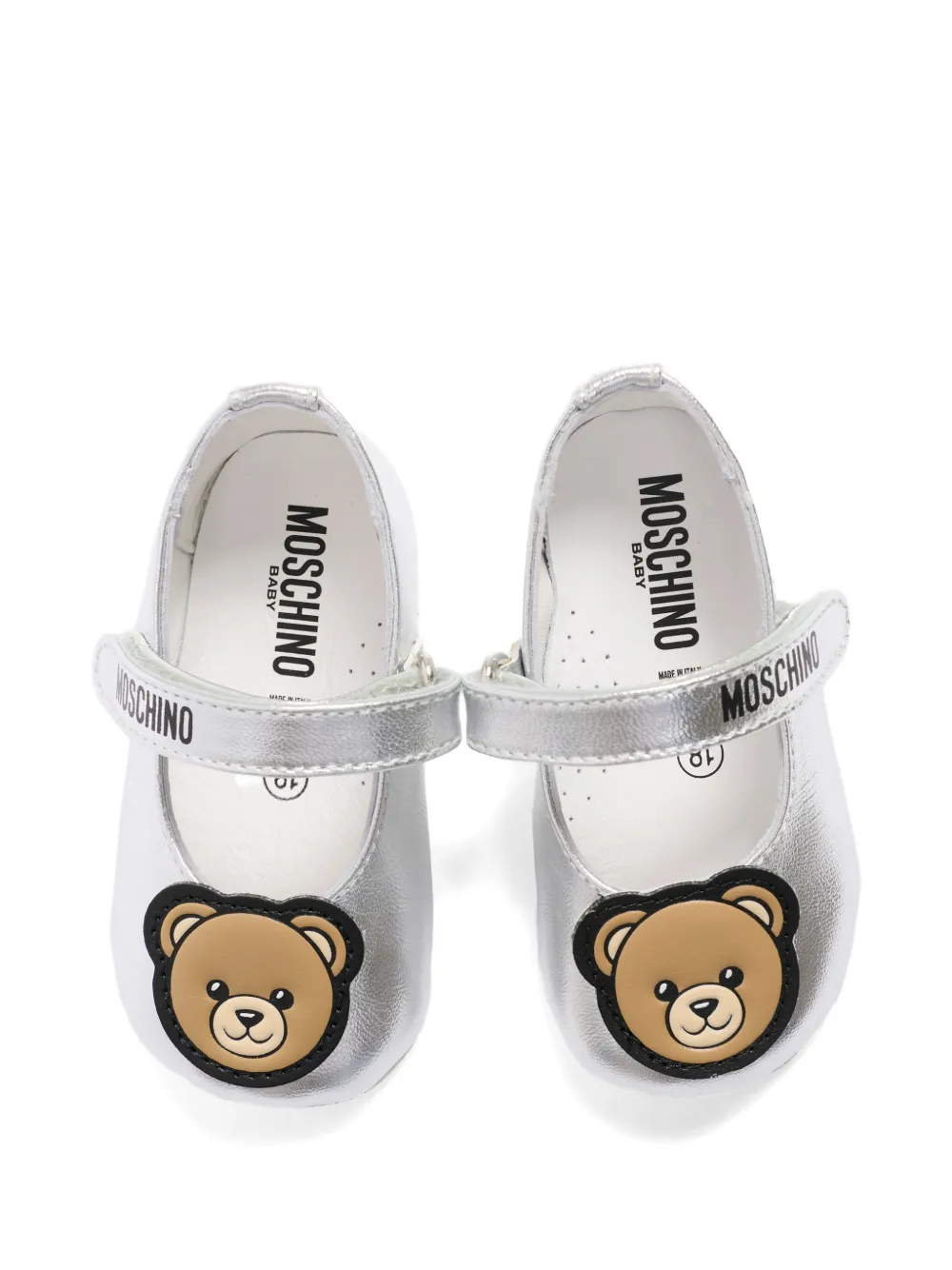 Балетки с ремешком "тедди" Moschino Kids, серебряный — фото 4