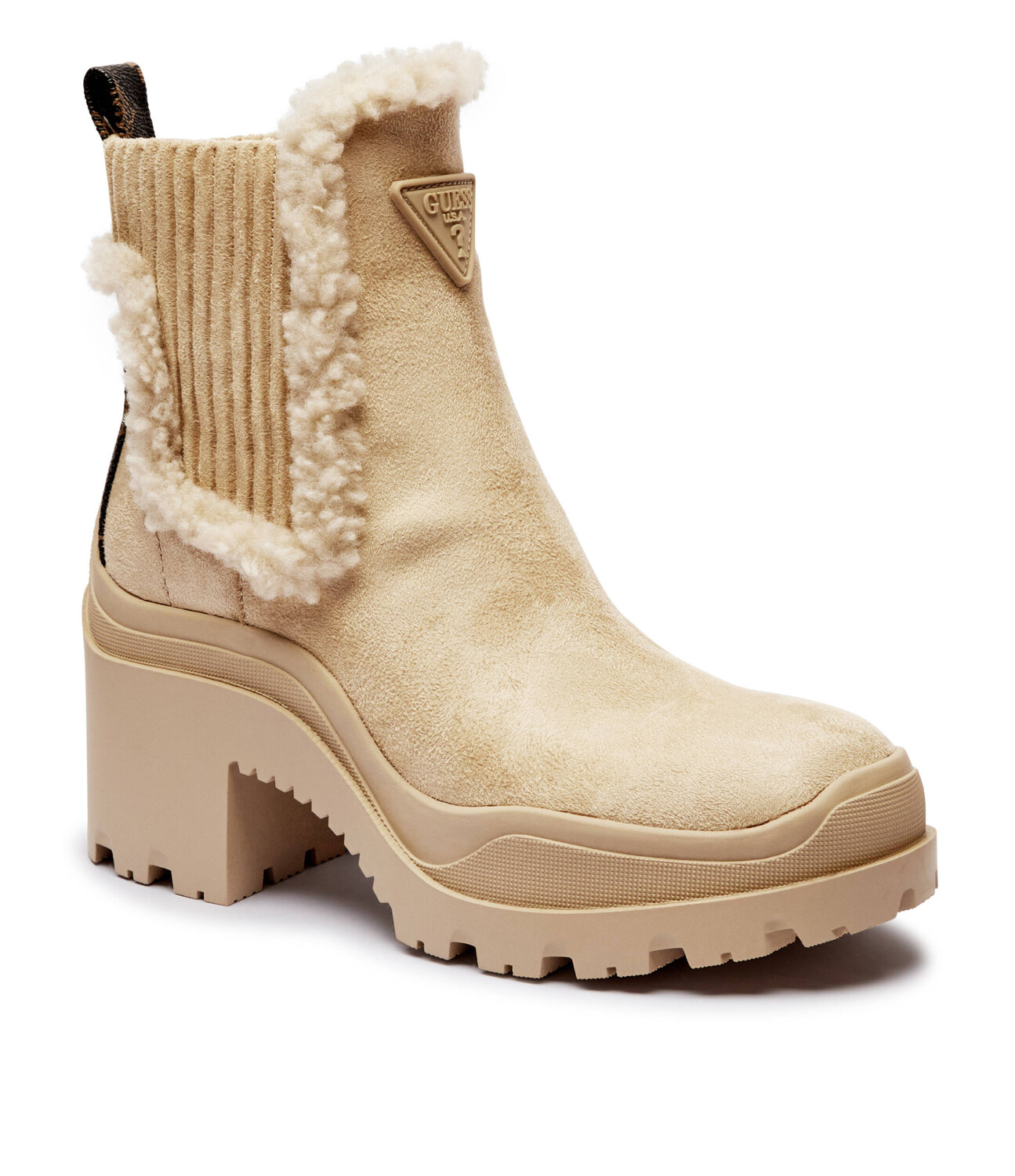 

Ботильоны Guess a tacco largo YVETTE shearling, кремовый