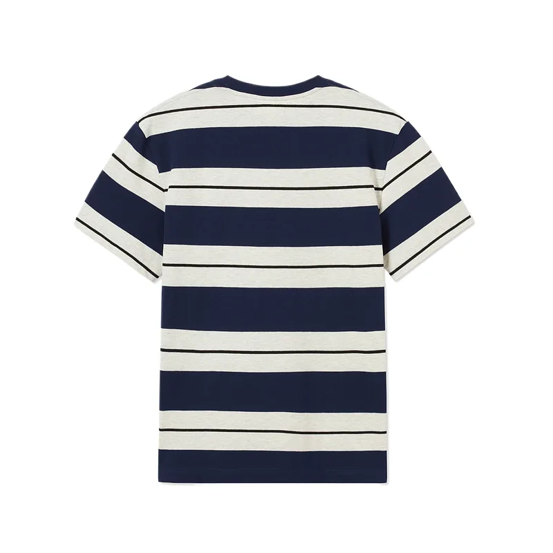 Футболка мужская Lacoste с круглым вырезом, в полоску, экрю/красный коричневый Stripes — фото 4