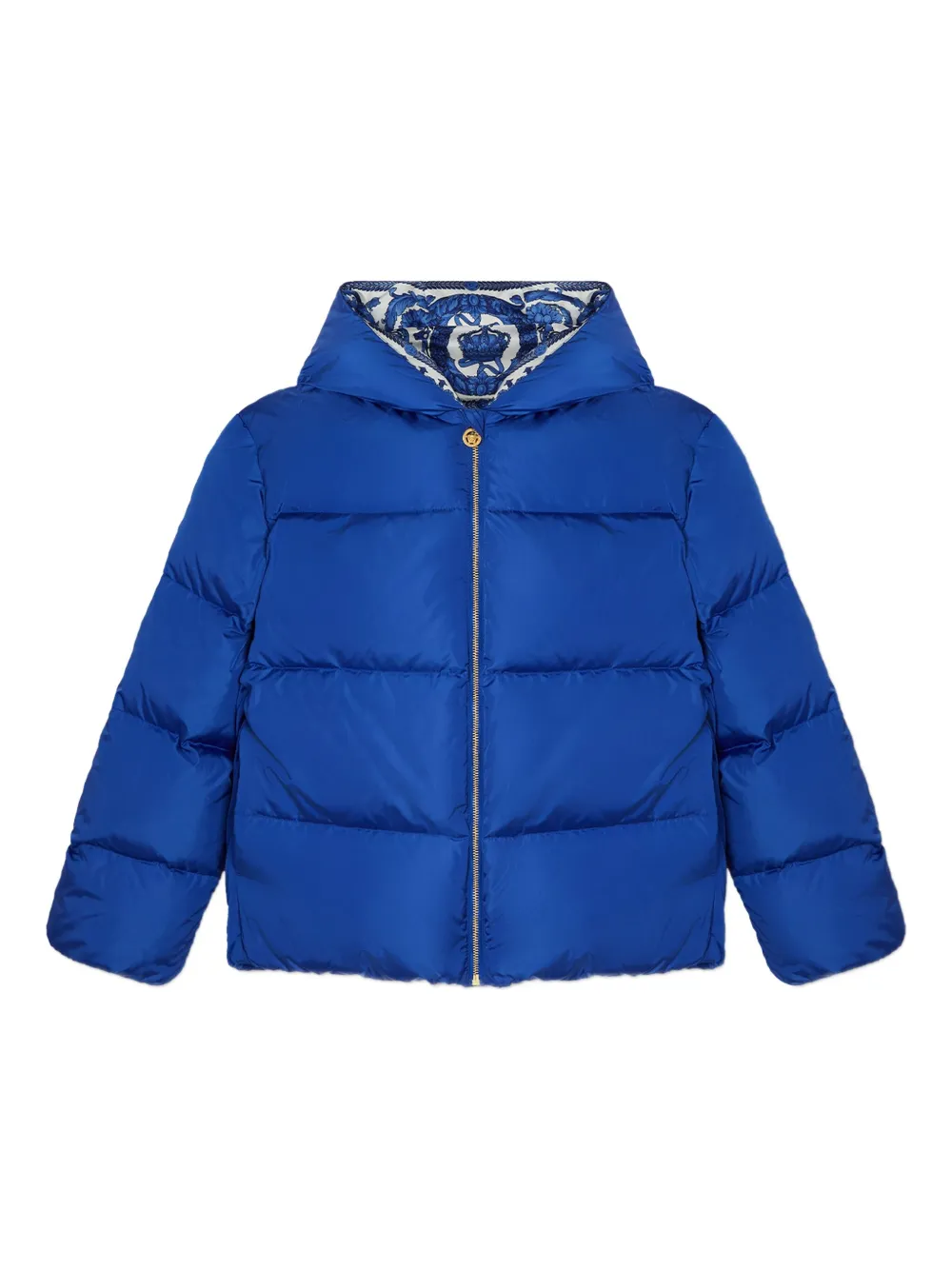 

Пуховик Barocco Foulard с капюшоном Versace Kids, синий