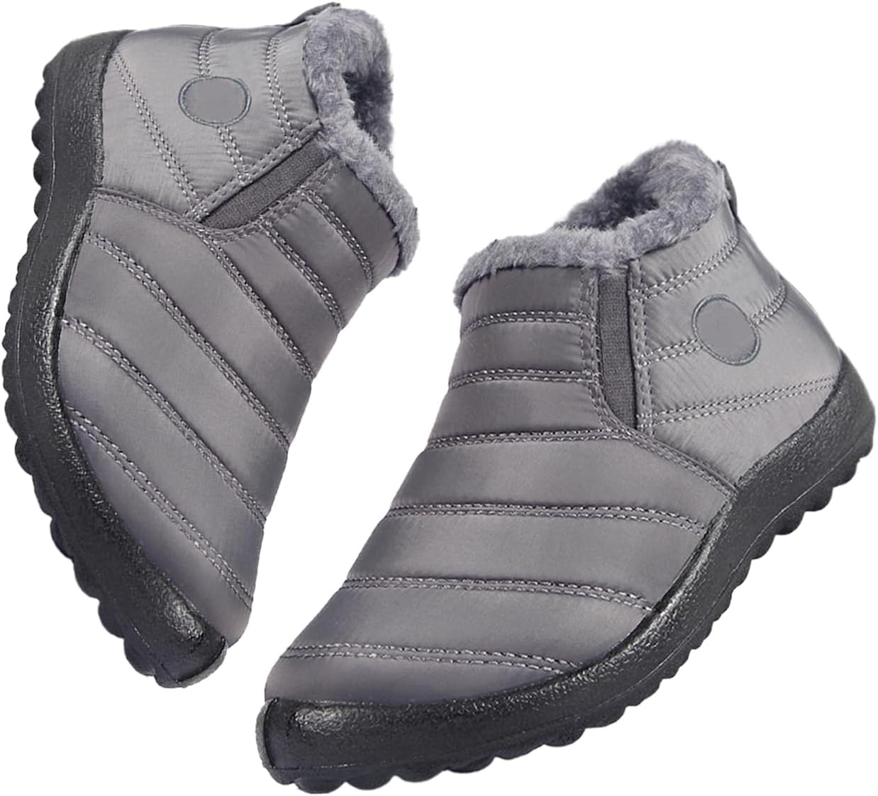 

Женские зимние теплые ботинки с меховой подкладкой, водонепроницаемые, без застежек, нескользящие, легкие и удобные, для прогулок на открытом воздухе Generic, серый