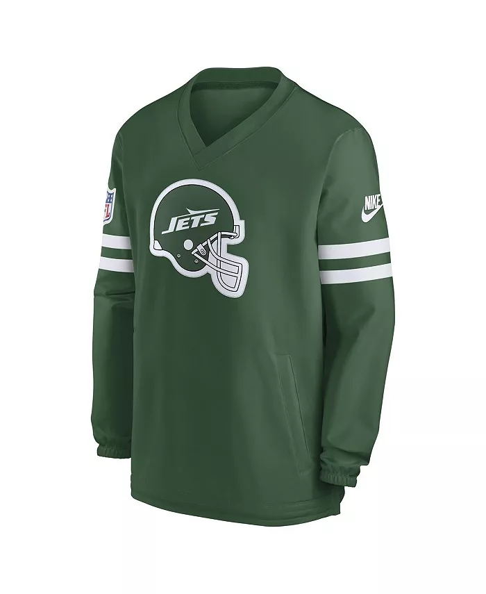 Мужская зеленая толстовка с V-образным вырезом New York Jets 2023 Sideline Pullover Windshirt Nike — фото 2