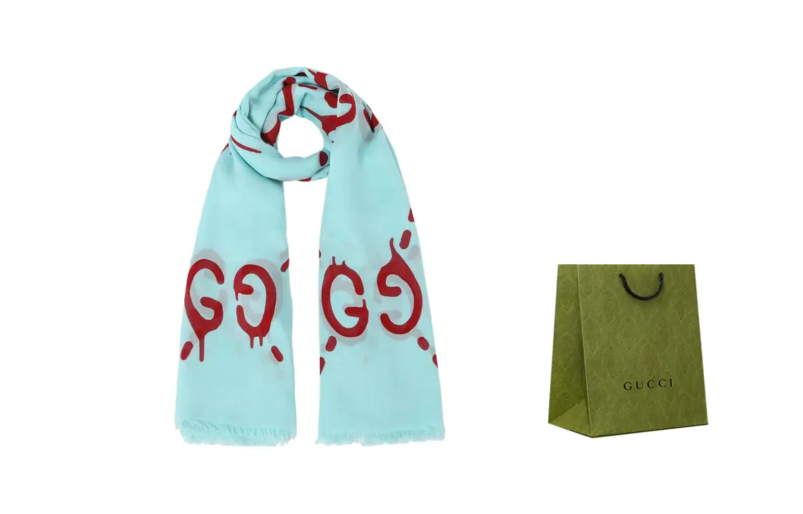 

GUCCI Шелковый шарф Women's Cyan Blend Red
