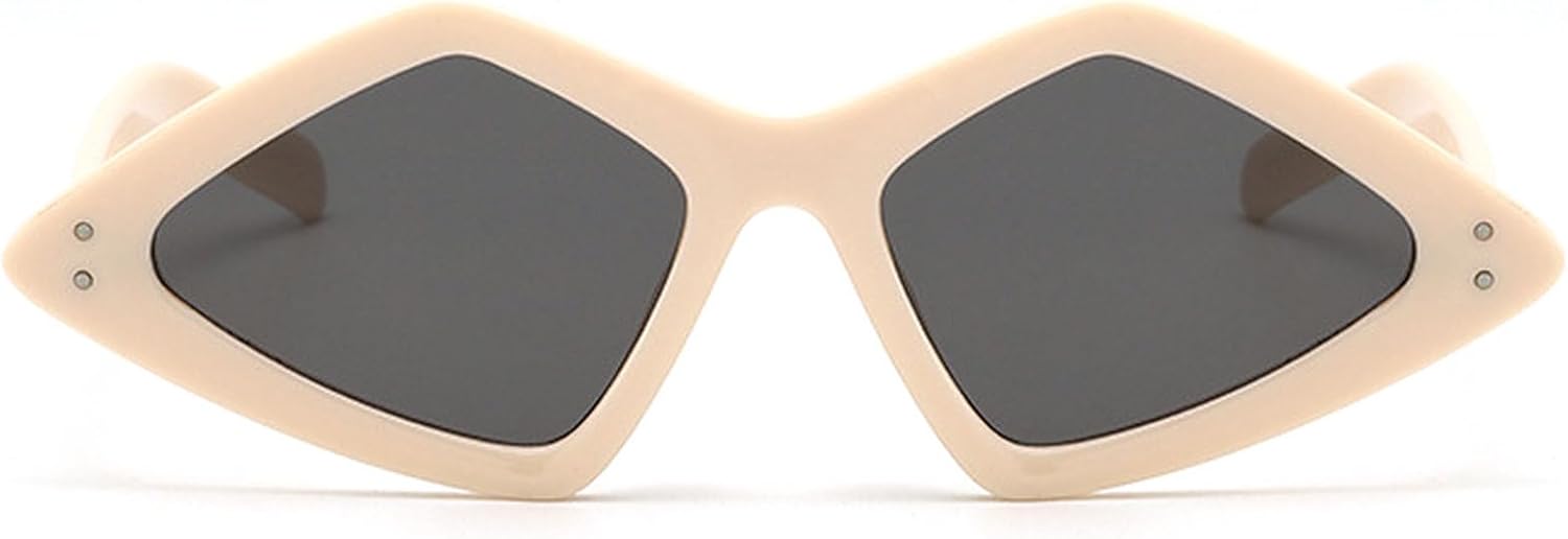 

Большие винтажные солнцезащитные очки «кошачий глаз» для женщин, модные очки неправильной формы, стильные роскошные многоугольные солнцезащитные очки mincl, Beige Gray