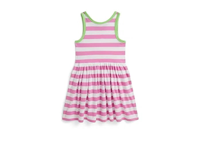 Платье хлопковое джерси полосатое Polo Ralph Lauren Kids, Laguna Pink/White — фото 2