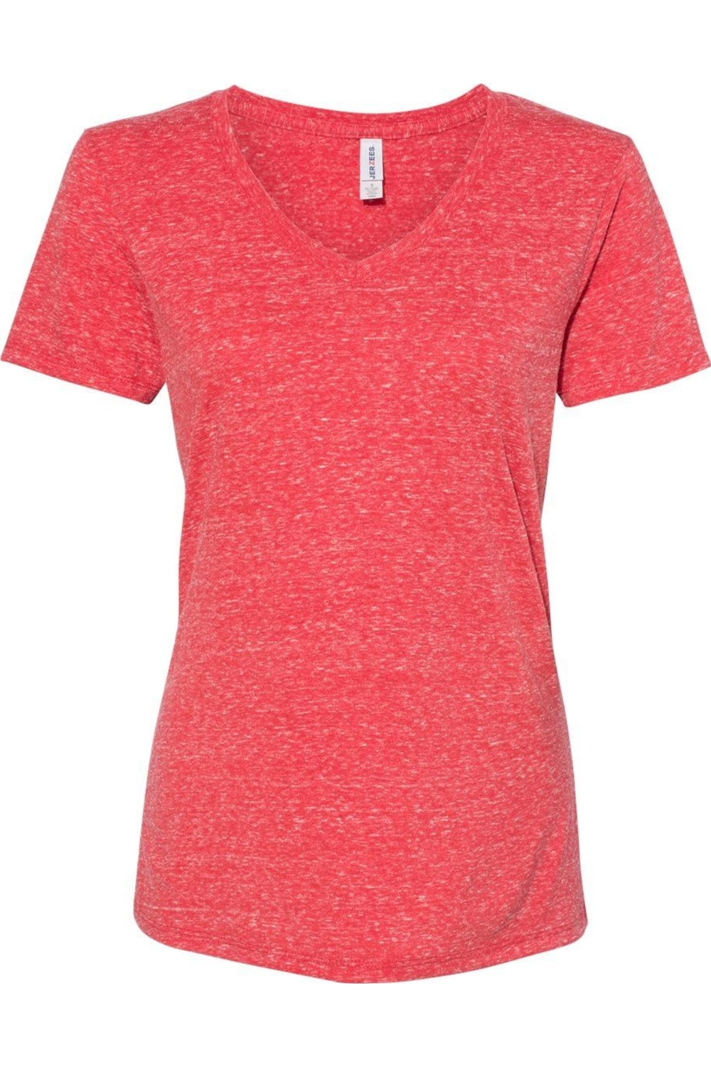 

JERZEES Женская футболка Snow Heather Jersey с V-образным вырезом, красный