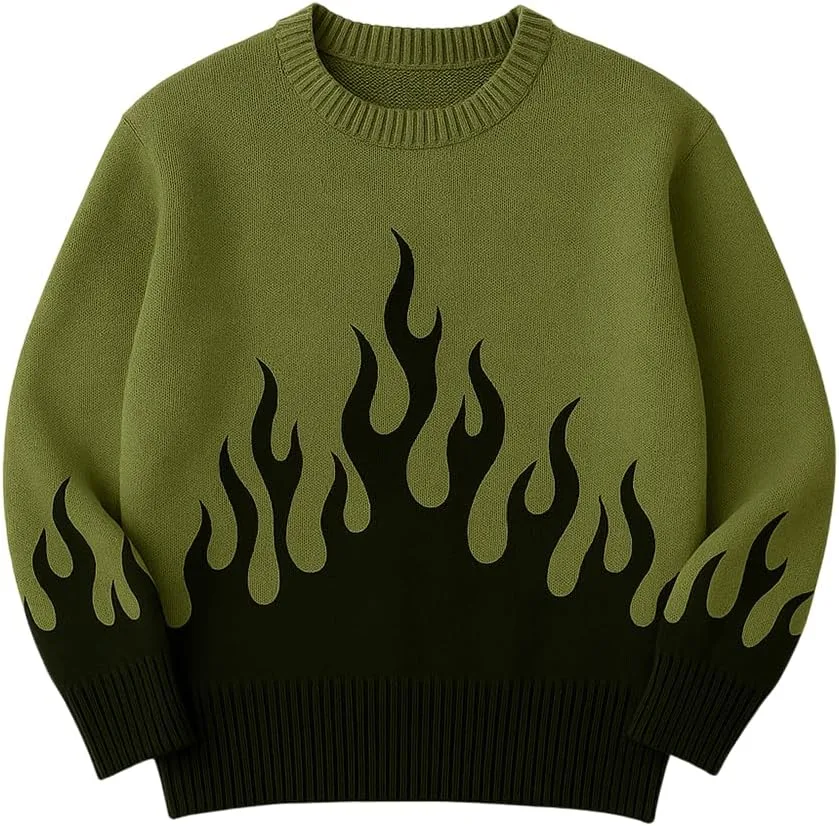 

Унисекс свитер с длинным рукавом и вязаным узором Flame Pattern Grewear