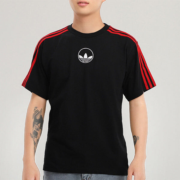 Футболка originals stripe circle sports short sleeve black Adidas, черный — фото 3