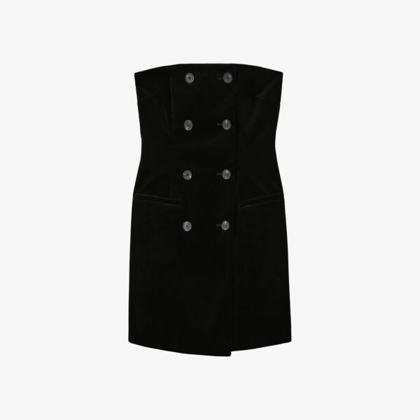 

Мини-Платье Ilze из бархата с вырезом-бандо Reiss, черный