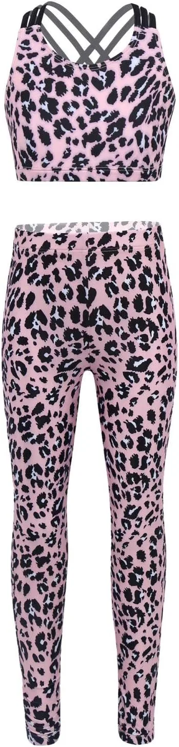 Детский спортивный костюм с топом и леггинсами Mufeng, 2 предмета, Strappy Pink