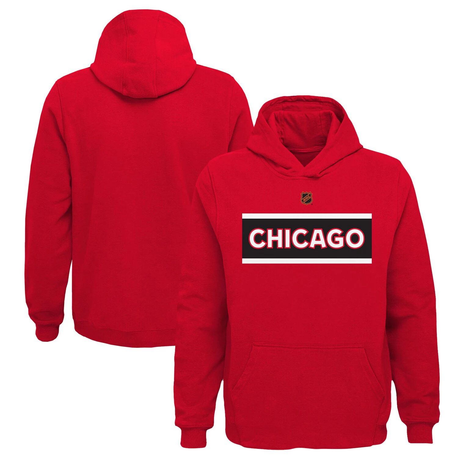 

Молодежный флисовый пуловер с капюшоном с основным логотипом Chicago Blackhawks Special Edition 2.0 Outerstuff