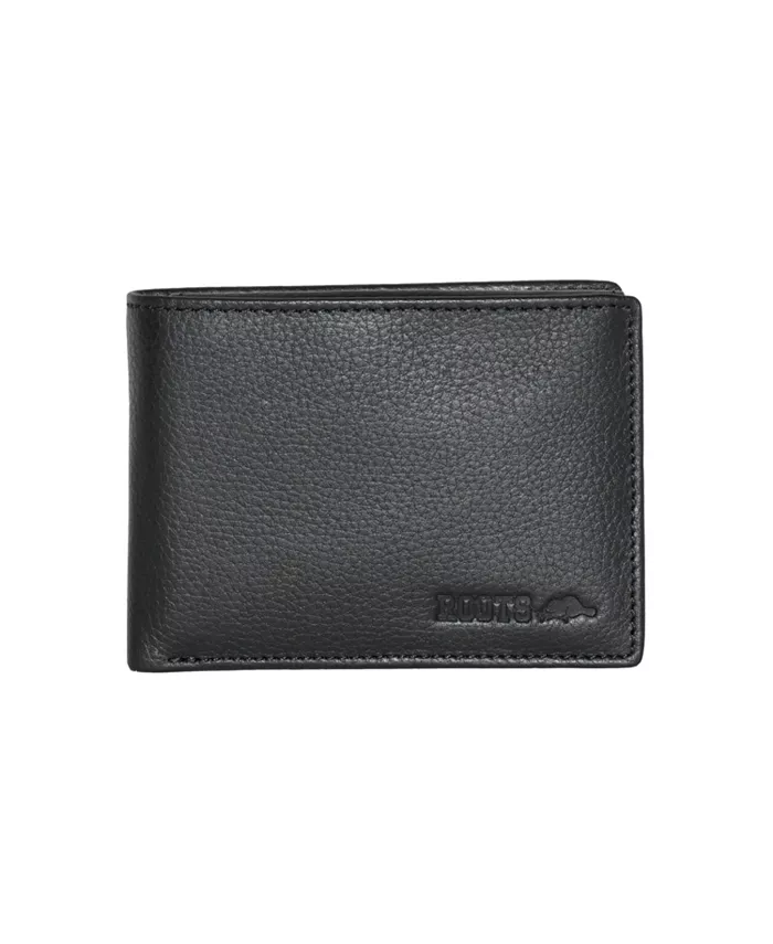 

Мужской кожаный кошелек Men Leather Slimfold с вынимаемым отделением для ID Roots, черный