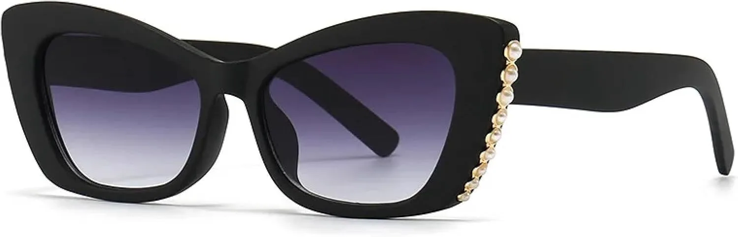 

Сексуальные солнцезащитные очки «кошачий глаз» для женщин и мужчин, модные, роскошные, винтажные, панк, дорожные, с защитой от УФ-излучения UV400 TVTBBVV, Black Gray