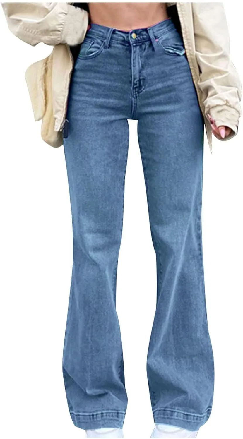 

Uillui Flare Bell Bottom Jeans, женские джинсы с высокой талией и широкими штанинами