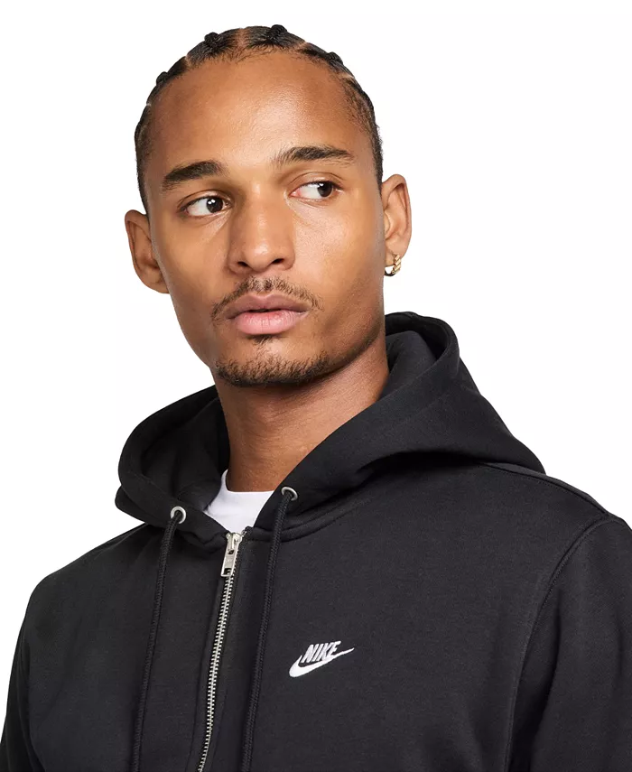Мужская флисовая толстовка с капюшоном на молнии Nike, черный — фото 4