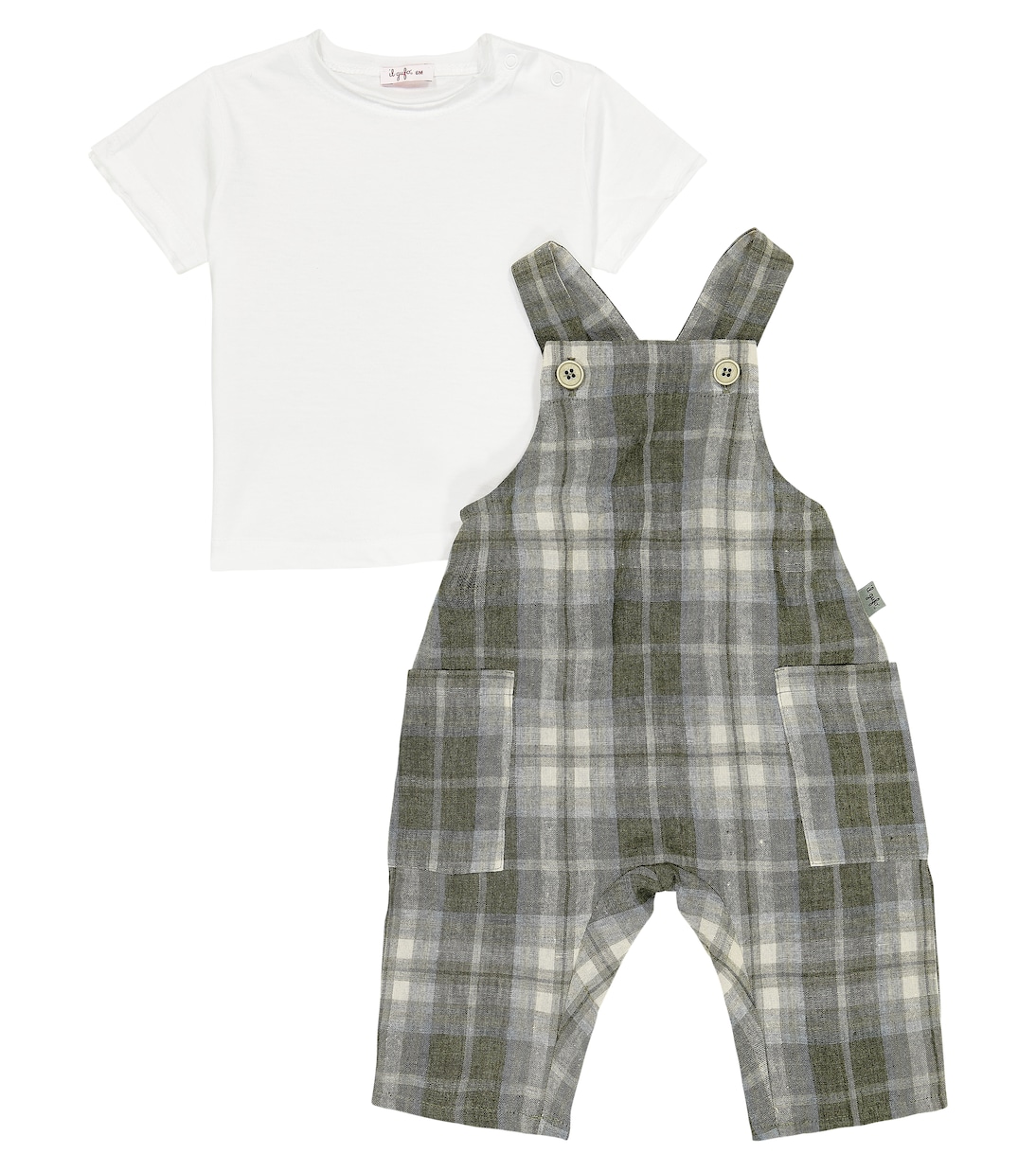 

Комплект из детской хлопковой футболки и комбинезона Il Gufo, Olive Green