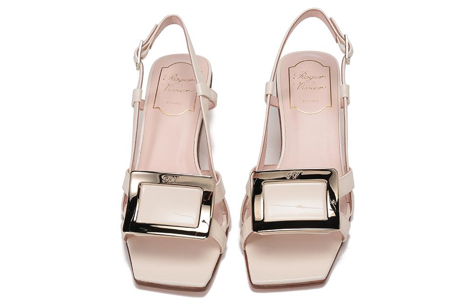 Женские сандалии на одной брючной лямке кремовые Roger Vivier — фото 4