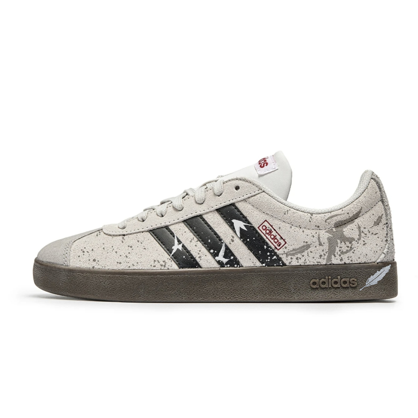 

Adidas ВЛ Корт 2.0 Летающая птица След пера 3 Лоу-топ скейтборд обувь унисекс серый черный - серый черный, цвет Gray Black
