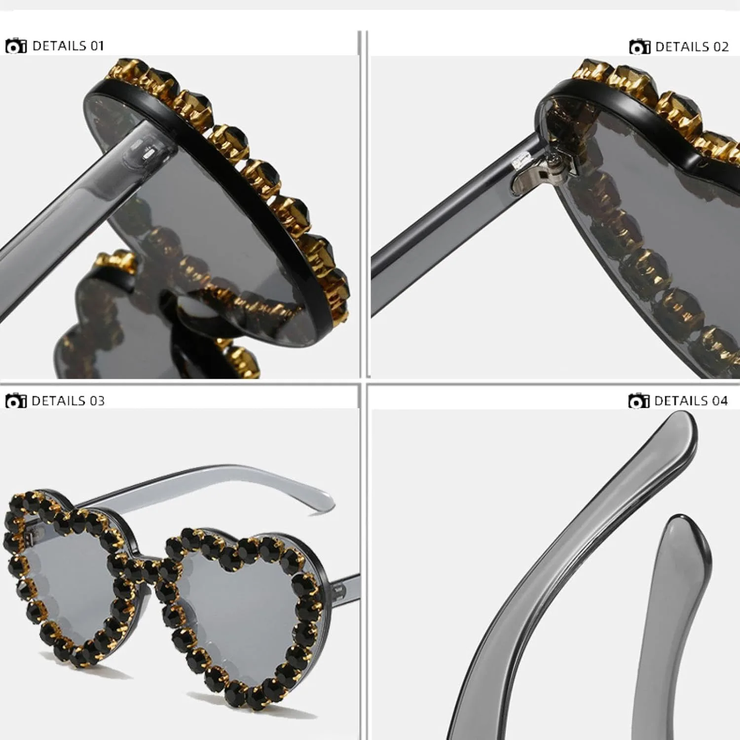 

Женские солнцезащитные очки без оправы с бриллиантами, в форме сердца, украшенные стразами, в тренде, защита от УФ-излучения UV400 UATXTAU, C6purple-purple