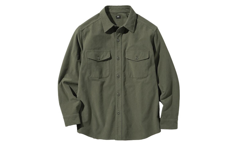 

Рубашка мужская оливковая Uniqlo, оливковый