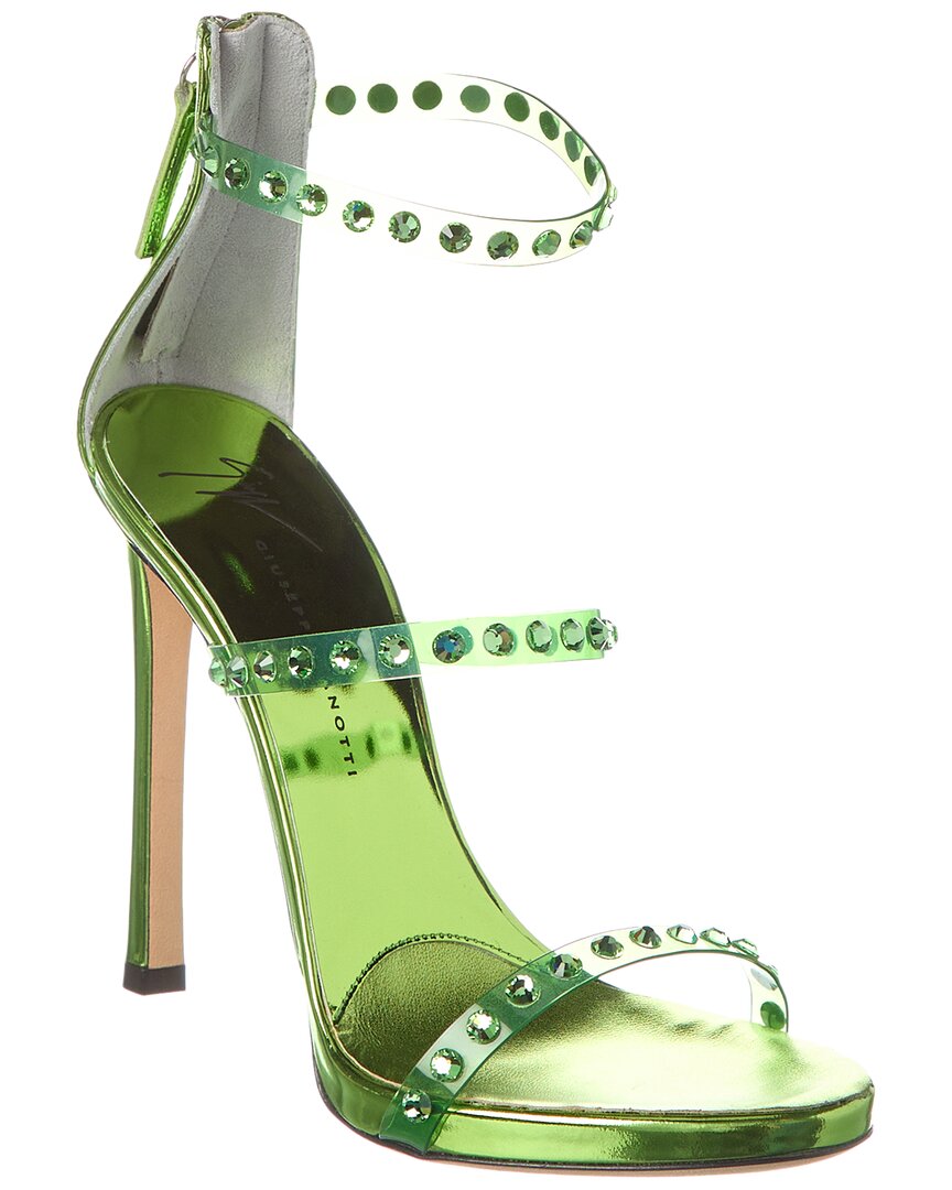 Виниловые сандалии Giuseppe Zanotti Harmony Shine 120, зеленый