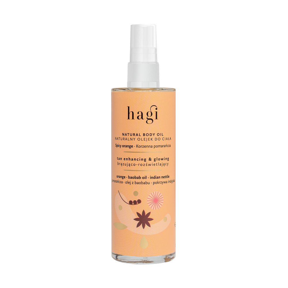 

Масло для тела, усиливающее загар natural body oil spicy orange Hagi, 100 мл