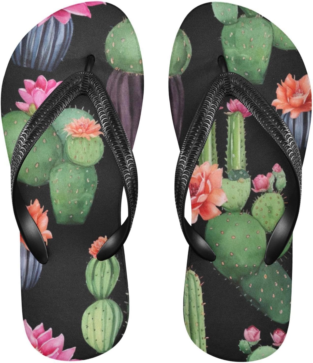

Шлепанцы с цветочным рисунком кактусов, пляжные летние повседневные сандалии для женщин и мужчин, обувь для душа, размер XS Kfbe, Cactus Flowers