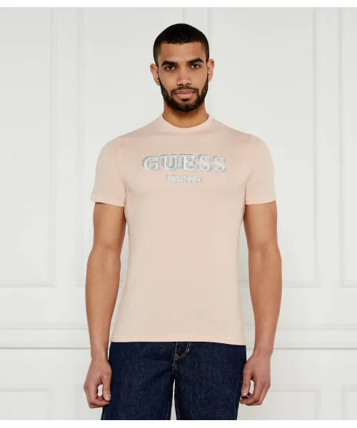 

Футболка Slim fit Guess Jeans, розовый