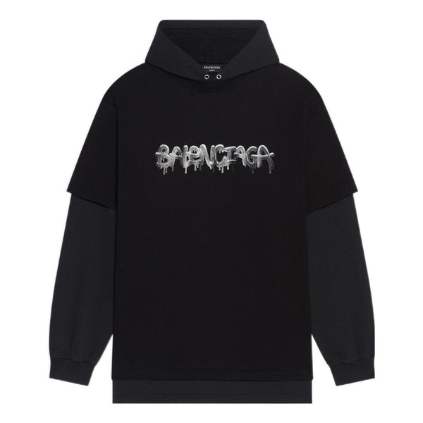 

Толстовка slime double long sleeve hooded t-shirt 'black' Balenciaga, черный