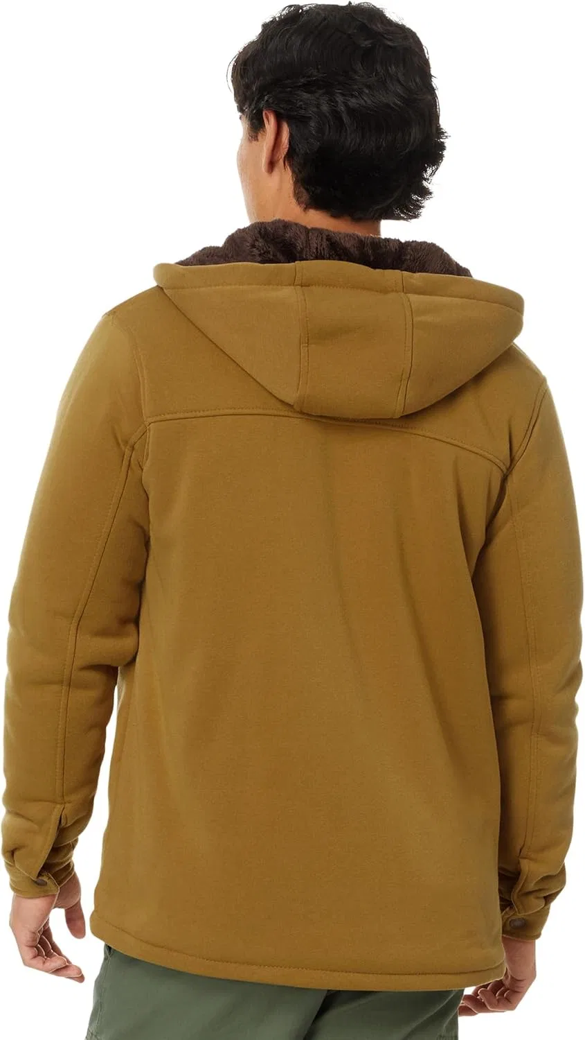 U.S. POLO ASSN. Мужская флисовая рубашка-куртка Sherpa с капюшоном, коричневый — фото 2
