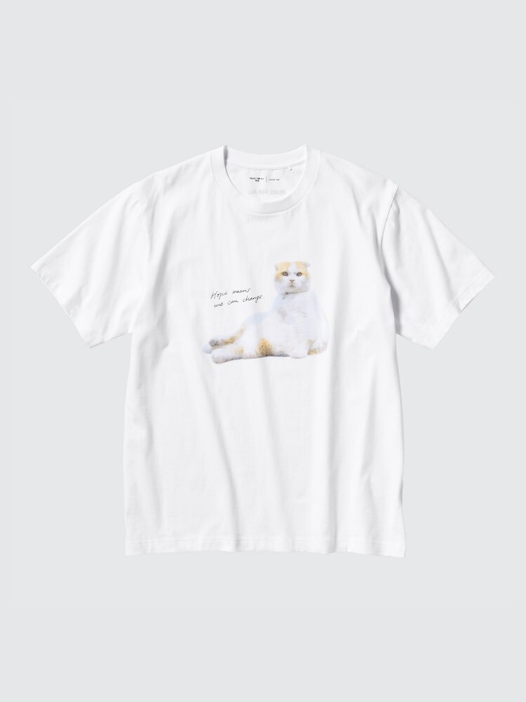 Футболка с рисунком "мир для всех" Uniqlo, цвет 00 белый — фото 2
