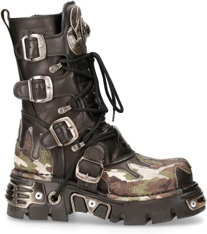 Ботинки NEW ROCK 591 Flame из металлической кожи для мужчин, готик, панк, байкерская мода, Camouflage — фото 3