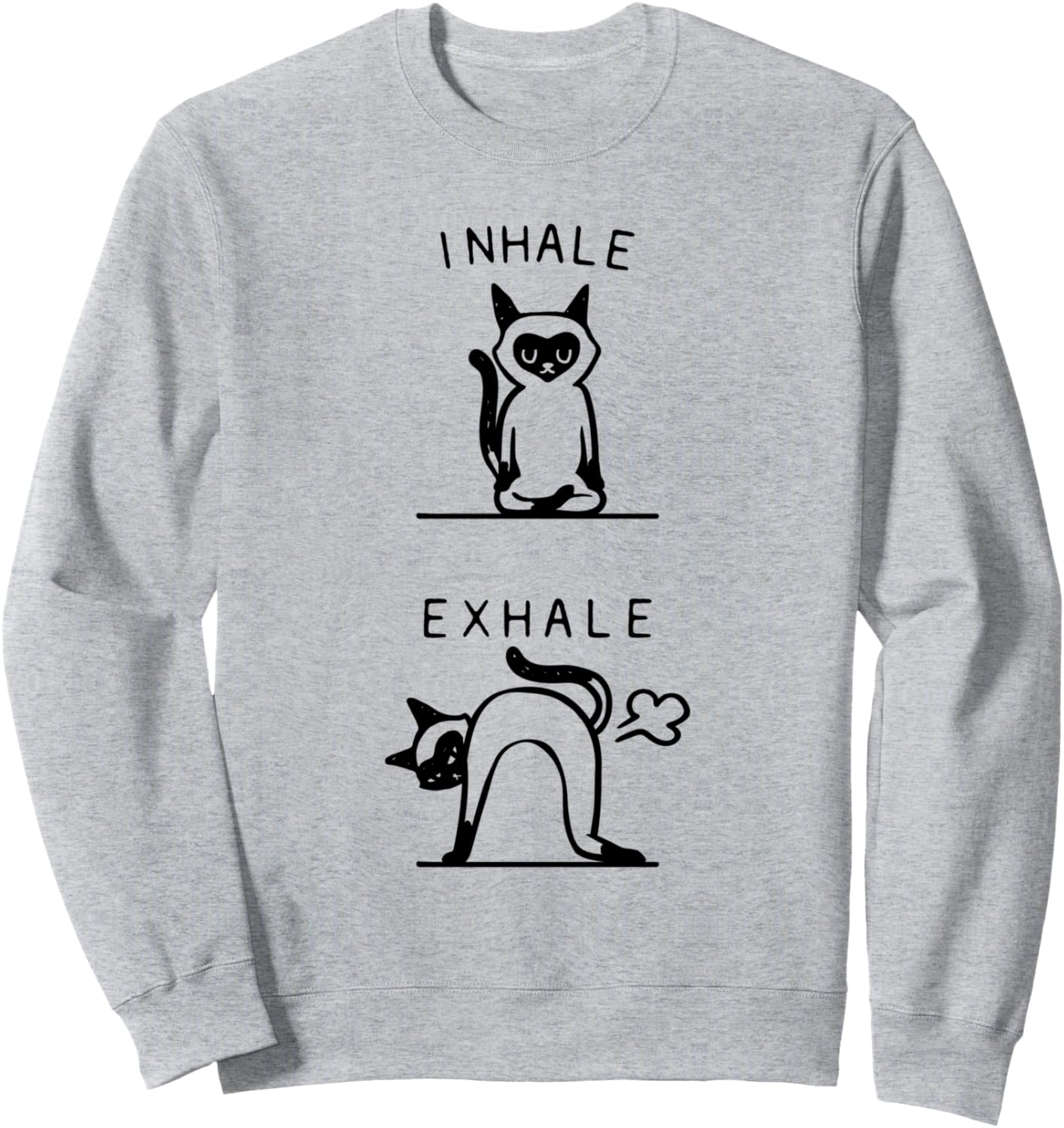 

Толстовка с изображением сиамской кошки, серая, с надписью «Вдох-Выдох» Huebucket