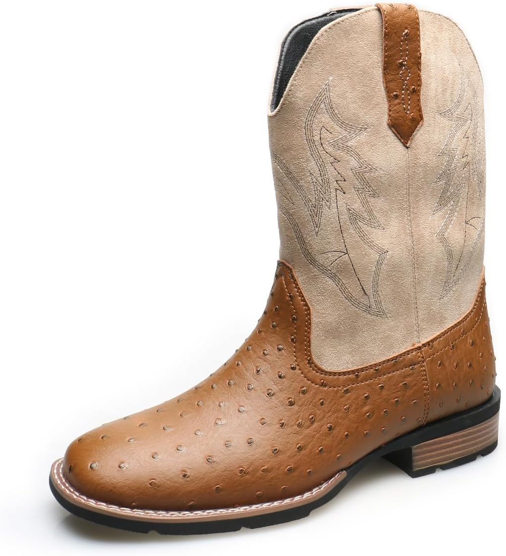 

Мужские ковбойские сапоги Santimon, сапоги средней высоты с вышитым замшевым голенищем, квадратный носок, нарядные сапоги для мужчин, бежевый