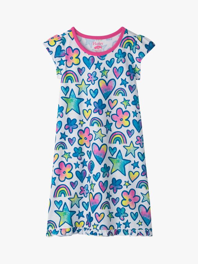 

Детская ночная сорочка с рюшами и акварельными рисунками Hatley, White