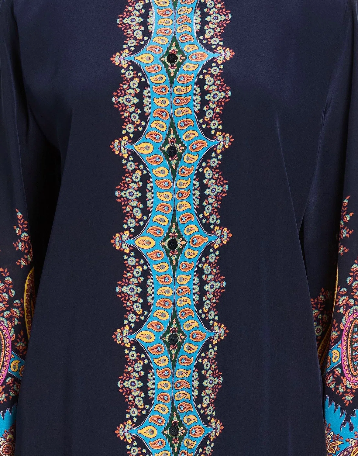 Рубашка из атласа ETRO Midnight blue — фото 4