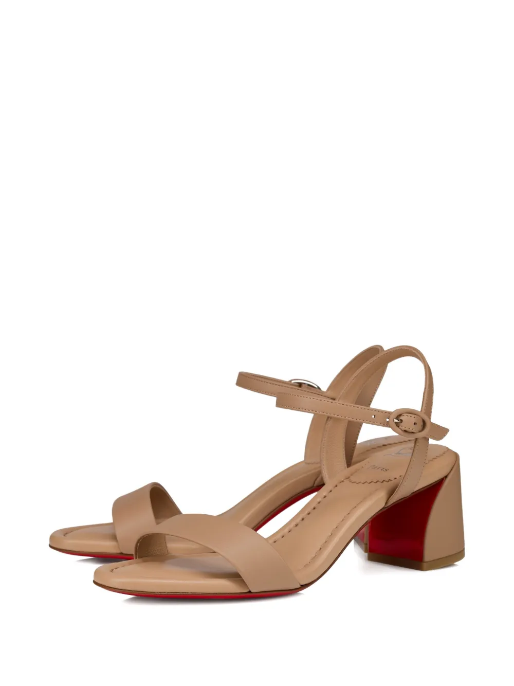 Босоножки на блочном каблуке Christian Louboutin, нейтральный — фото 2