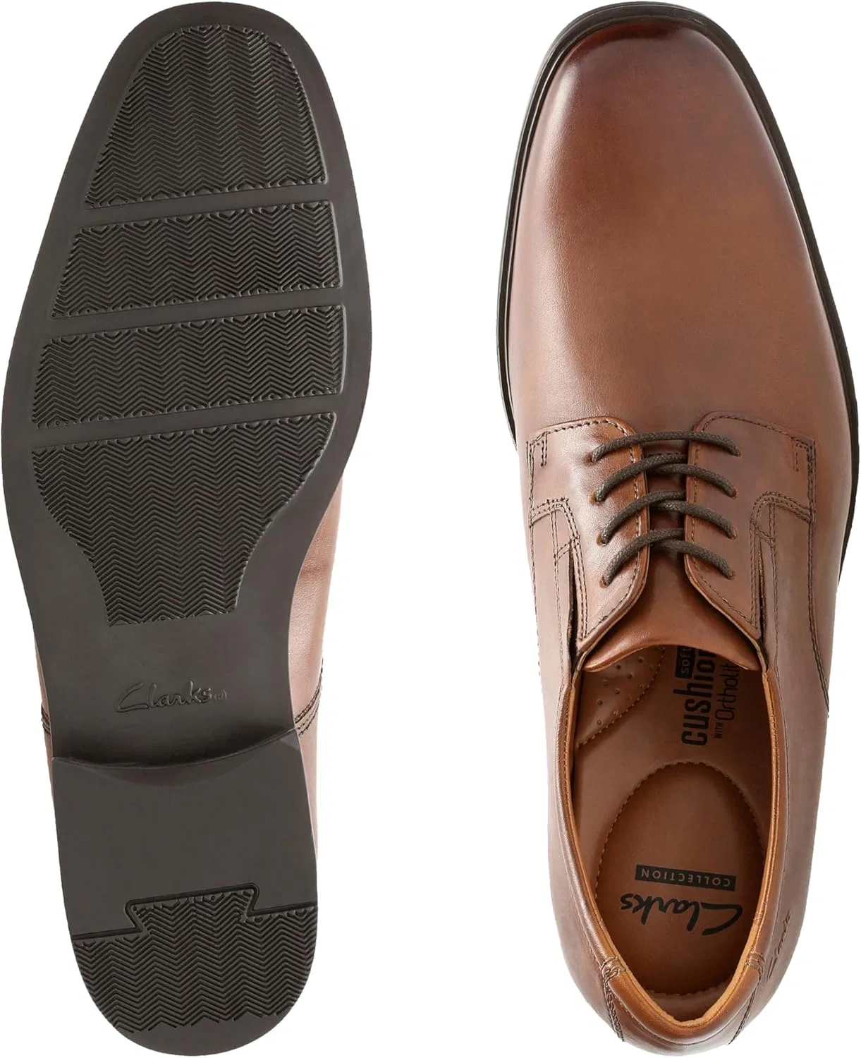 Мужские туфли-дерби Clarks Tilden Plain, Dark Tan Lea — фото 4