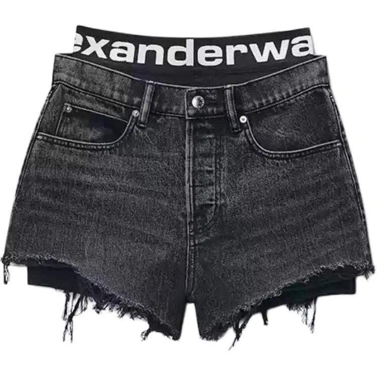 Джинсовые шорты Alexander Wang Distressed Gray