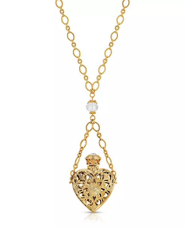 

Ожерелье в форме филигранного сердца из 14-каратного золота со стеклянным флаконом 2028, gold-tone