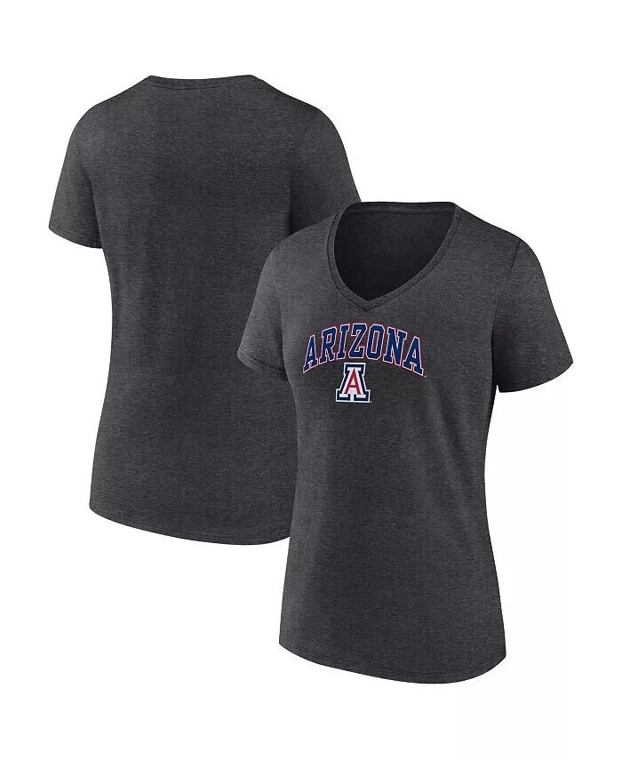 

Женская футболка Heather Charcoal Arizona Wildcats Evergreen Campus с V-образным вырезом Fanatics